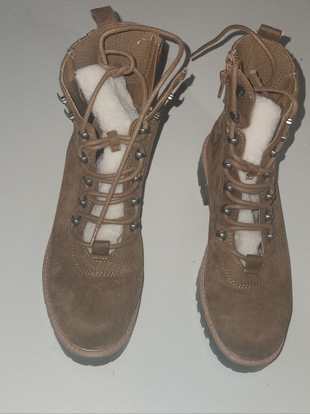 Women’s Indigo Rd. Brown Faux Suede Lace-Up Shearling Ankle Boots Size 7